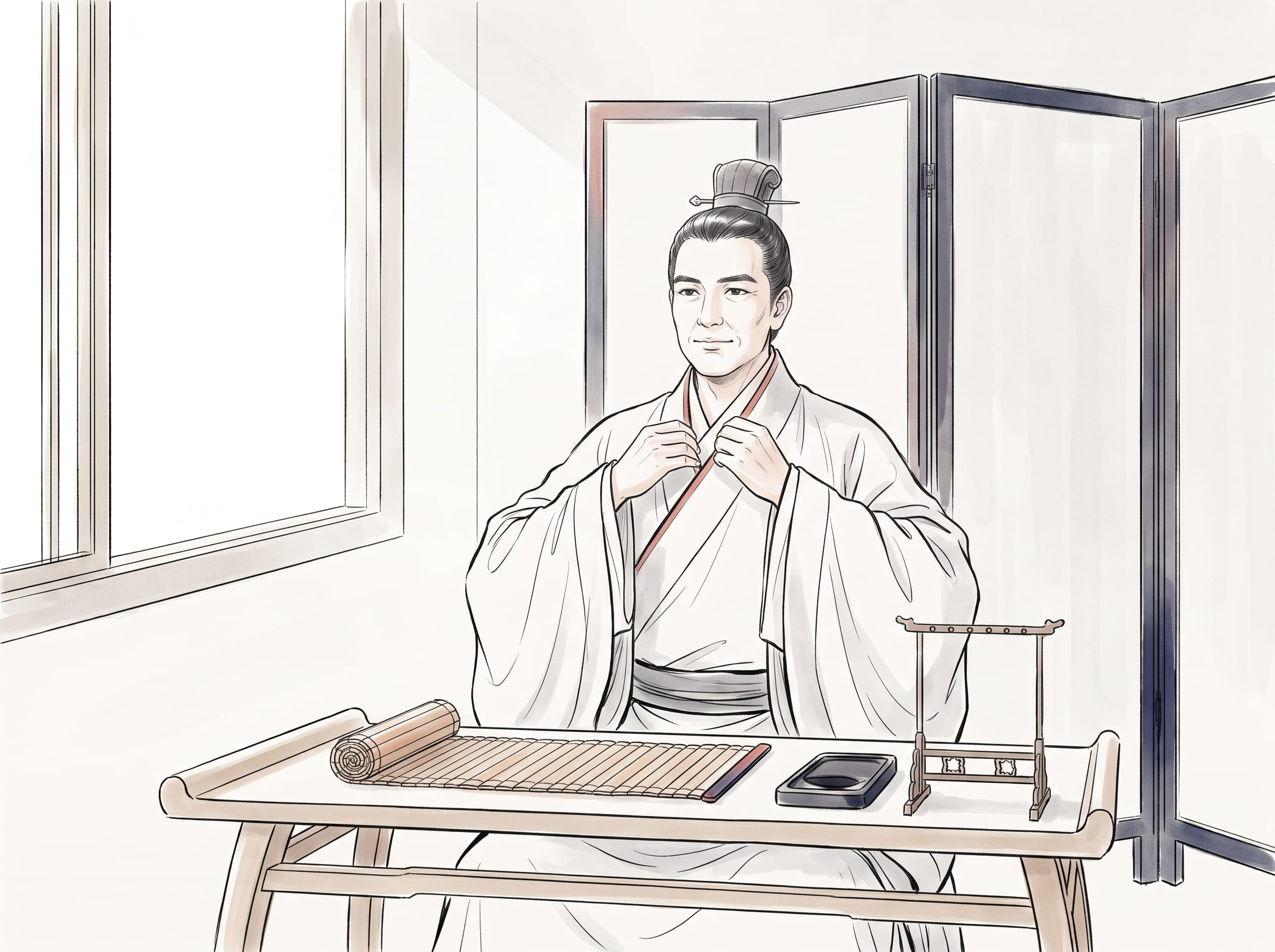衿を正して座る、古代中国の学者